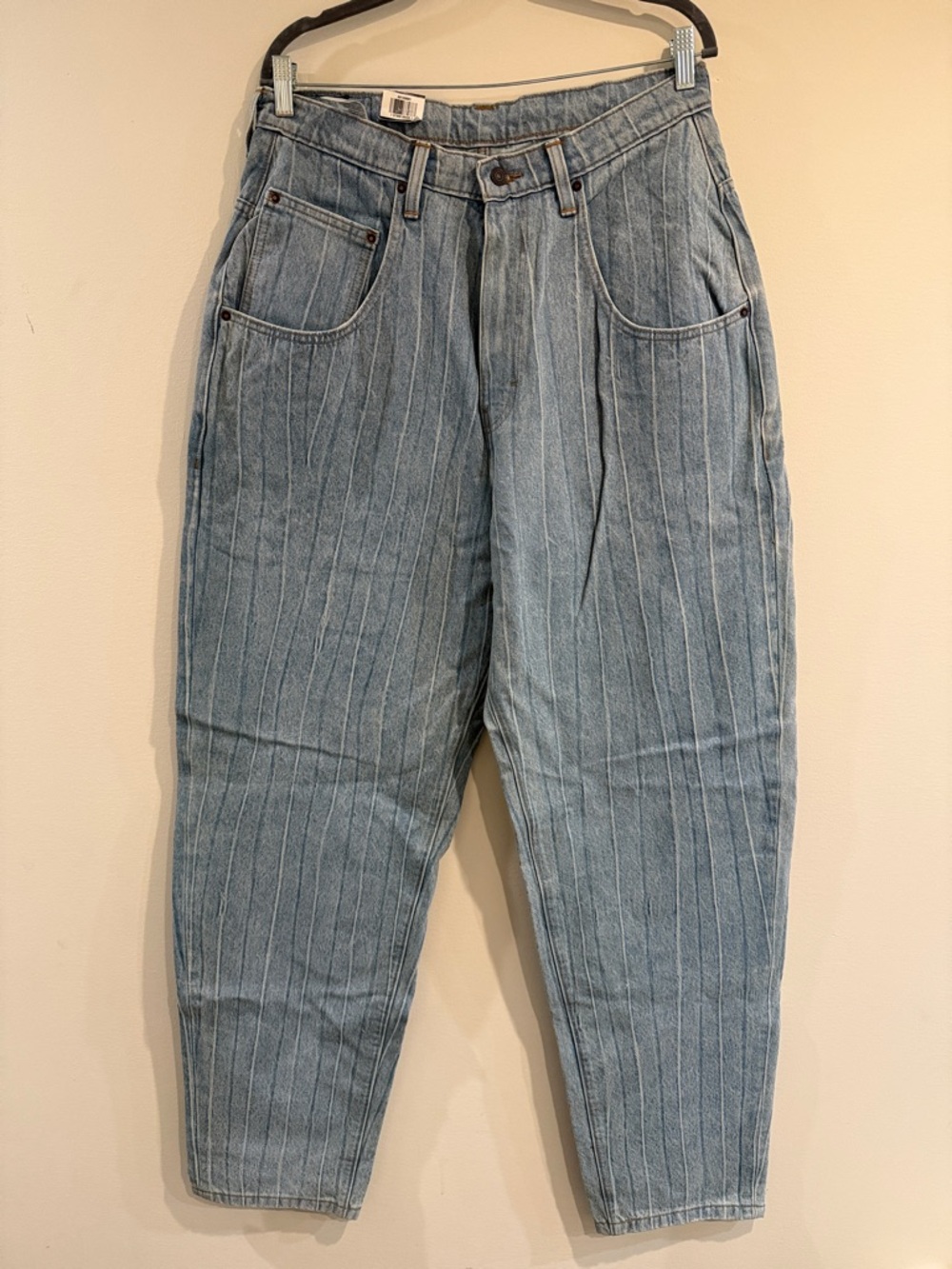 Levi's Light Blue Pinstriped super stacked Jeans
